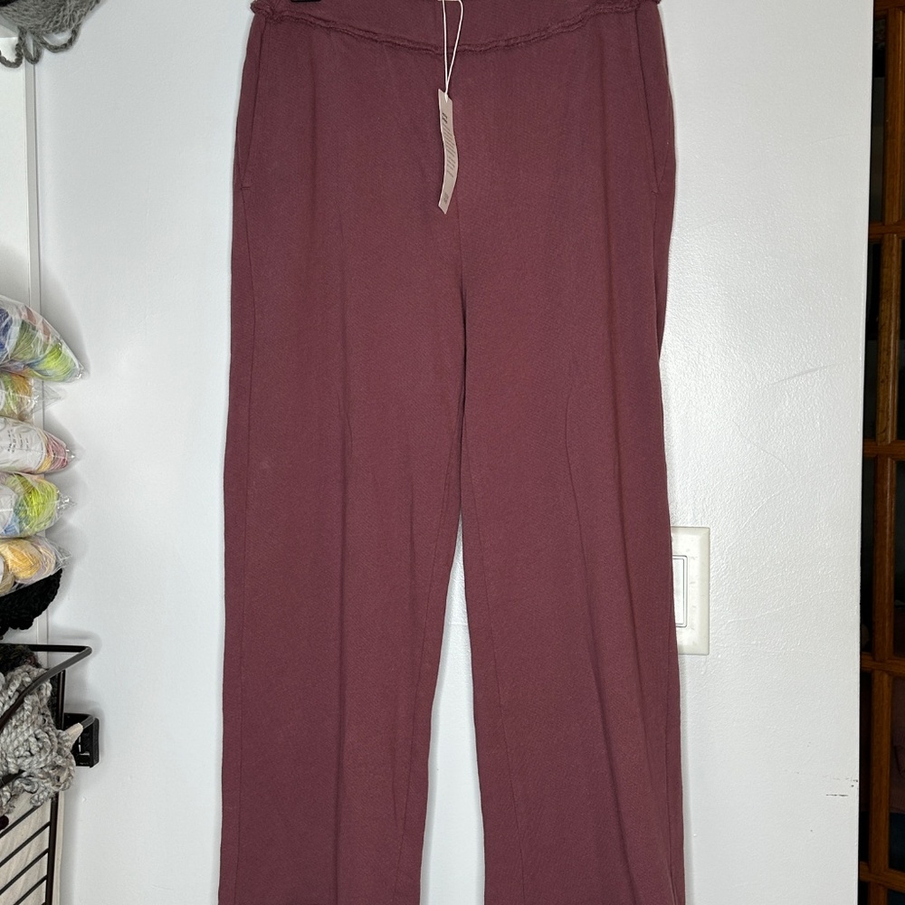 Eileen Fisher Wide Leg Pants – Fig Burgundy – NWT Petite Small – MSRP $198